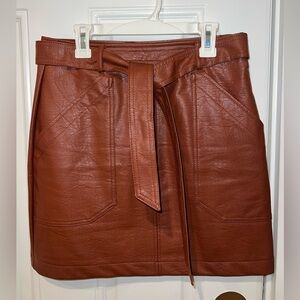 Brown Leather Mini Skirt